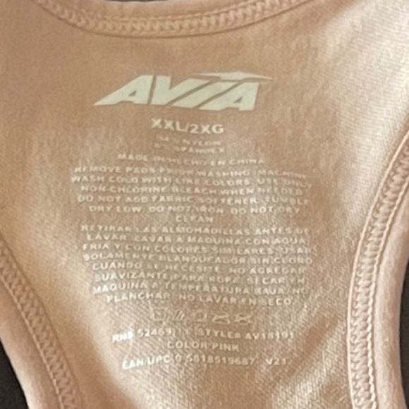 NEW Avia Womens Pink Zip Front Sports Bra Medium Support XXL 2Xl NWT Zipper Plus - Picture 2 of 4